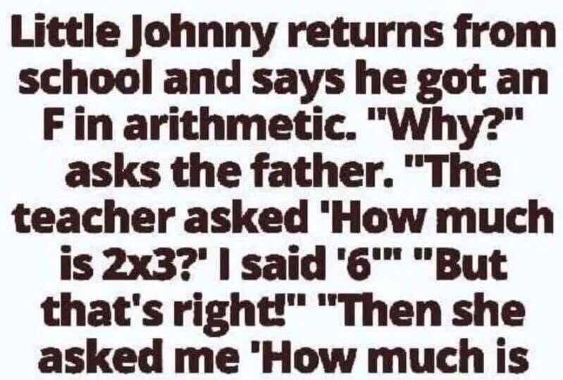 Little Johnny gets an F in math