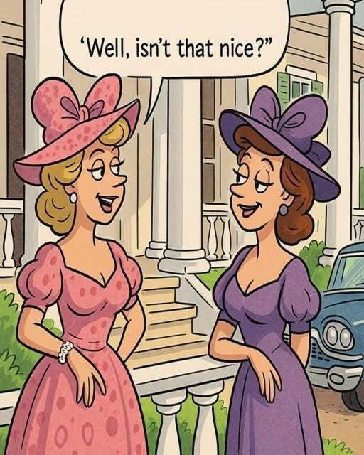 On a Warm Afternoon Beneath the Columns of a Grand Old Mansion, Two Elegant Southern Ladies Share Tales of Children, Marriage, and Life’s Surprising Twists, Revealing How Perspective Shapes Every Story as Sweet Politeness Masks Sharp Irony in a Conversation Filled With Charm, Wit, and Gentle Humor