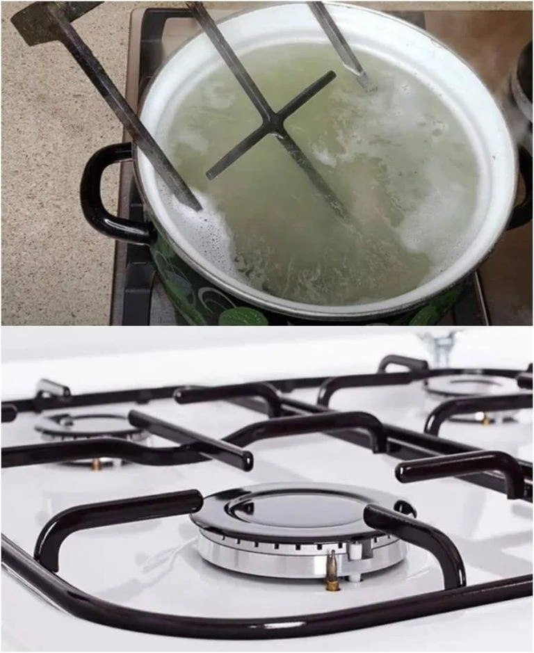 A magic pill transforms the gas grill into something brilliant: the charcoal deposits fall to pieces.