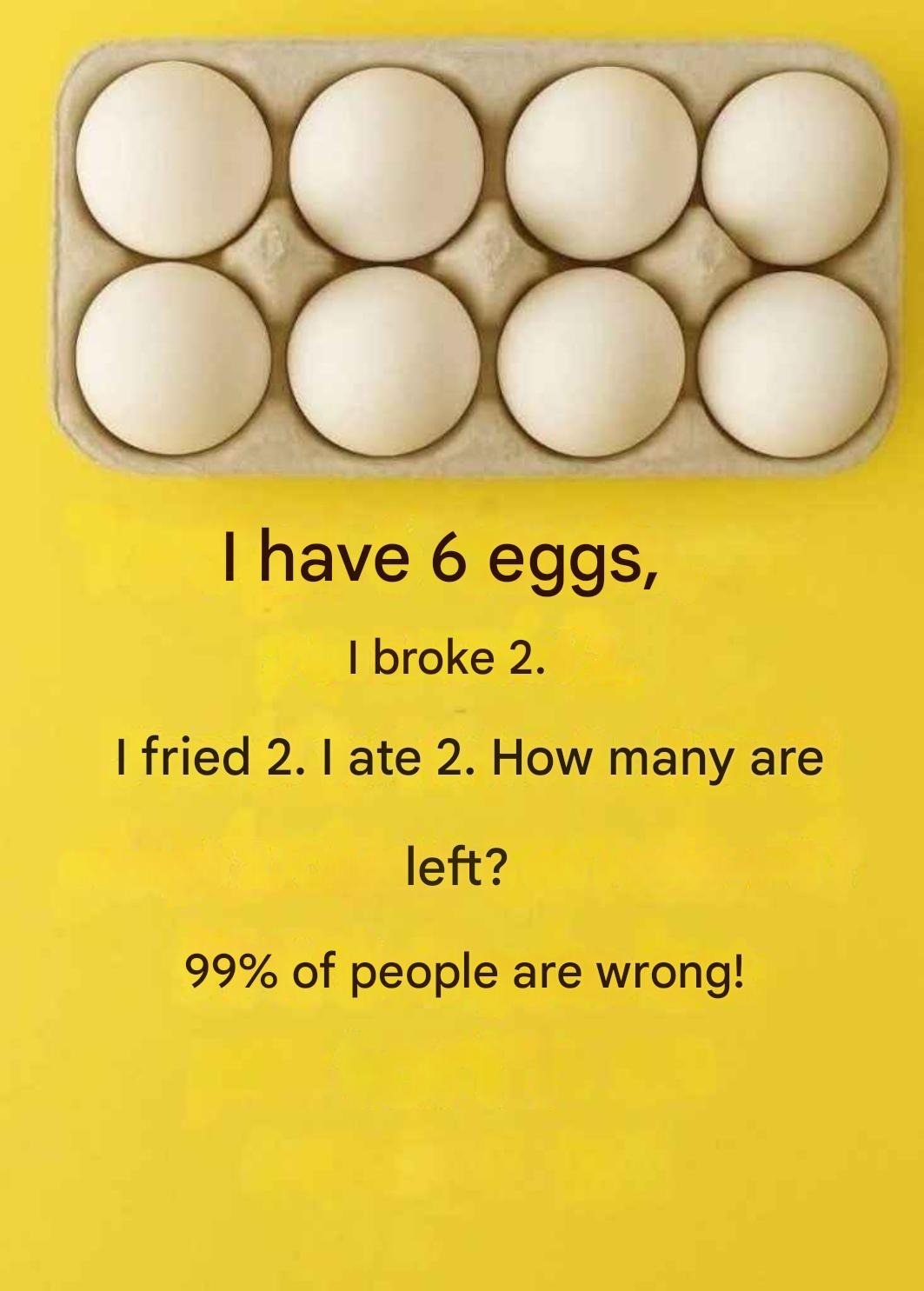 The riddle of the 6 eggs that confuses 99% of people! The article is in the first comment.