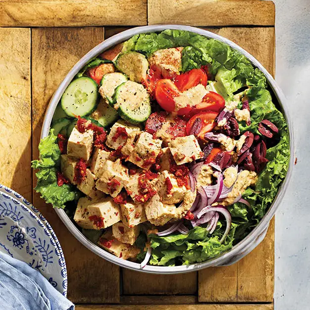 Vegan Greek Salad (Fresh, Zesty & Dairy-Free)